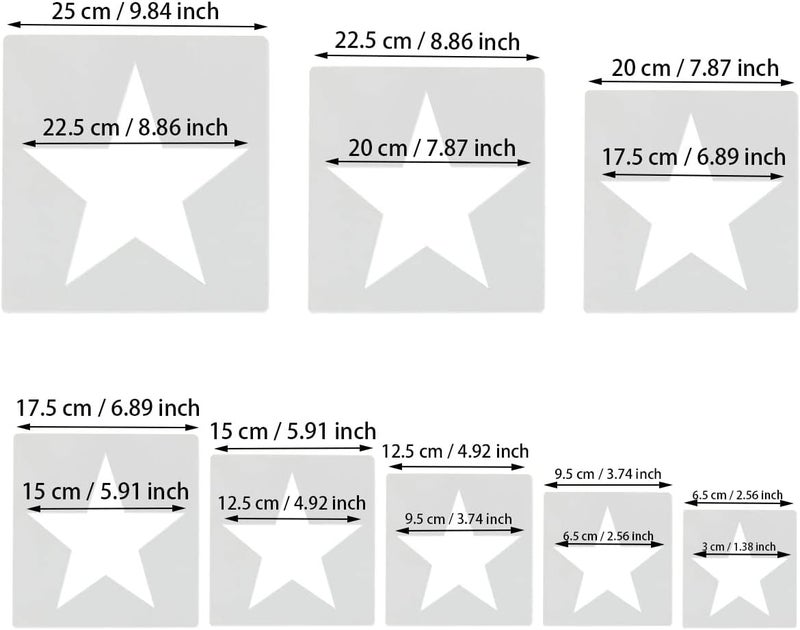 ZTEOFO 8 PCS Large Star Stencil, Star Stencils Different Sizes, Stars Template Stencil, Stars Stencils for Painting, for Painting Template - Image 3